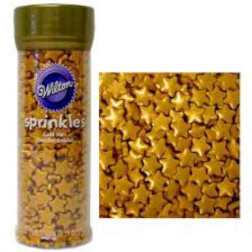 Pearlised Gold Star Sprinkles - Click Image to Close